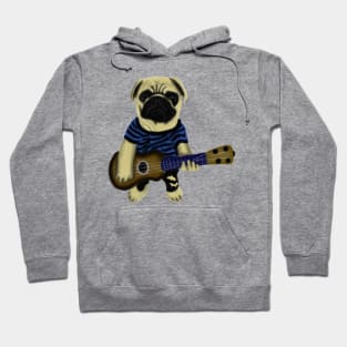 Funny Pug Playing Guitar Dog Lovers Gift Hoodie